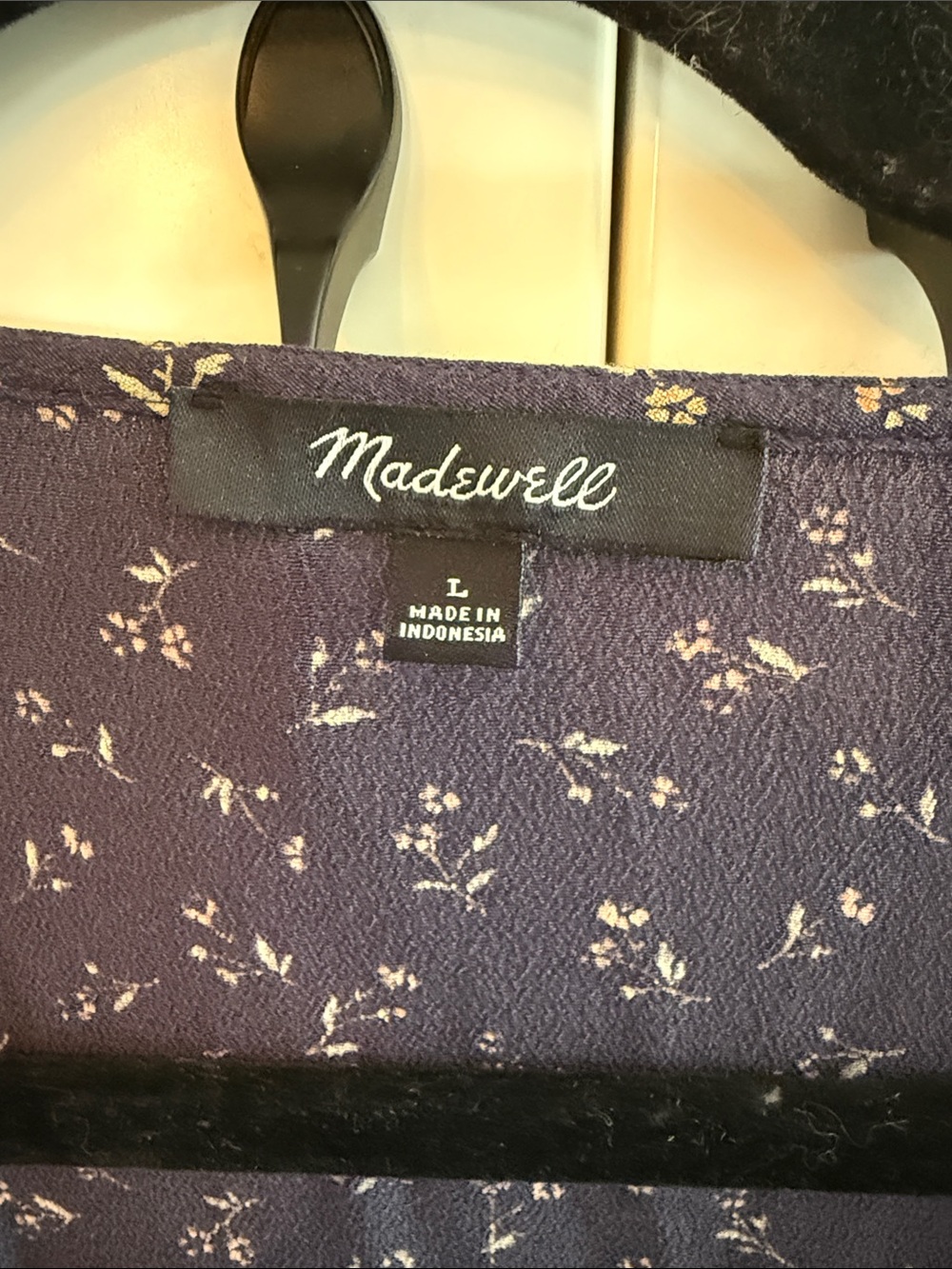 Madewell Navy Floral V-Neck Button-Down Dress - Picture 4 of 10